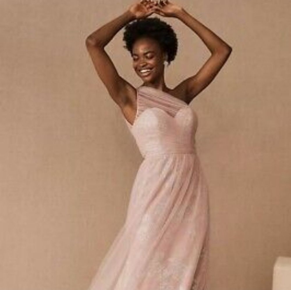 NWT Anthropologie Hayley Paige BHLDN one shoulder size 12 dusty rose